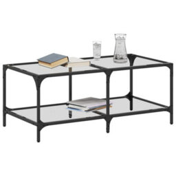 Berkfield Coffee Table With Transparent Glass Top 98.5X50X40 Cm Steel - thumbnail 3