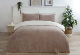 Smart Living Luxury Super Soft & Reversible Teddy Fleece Duvet Cover And Pillowcase - thumbnail 1