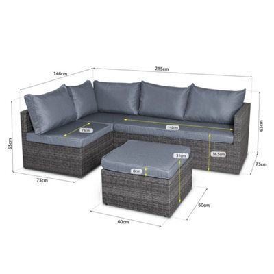 Bravich Forli 6 Seater Rattan Corner Sofa & Footstool Garden Furniture Set With Rain Cover - image 1