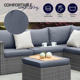 Bravich Forli 6 Seater Rattan Corner Sofa & Footstool Garden Furniture Set With Rain Cover - thumbnail 6