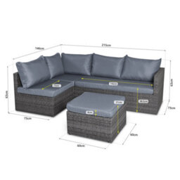 Bravich Forli 6 Seater Rattan Corner Sofa & Footstool Garden Furniture Set With Rain Cover