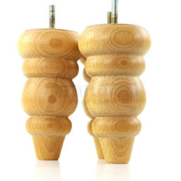 L&F 4X Solid Turned Wood Furniture Legs Chair Settee Feet 155mm 8mm Thread: Oak Stain Pkc220 - thumbnail 4