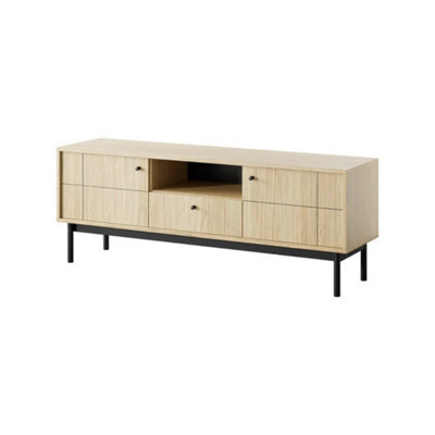 Arte Elegant Japandi Tv Cabinet H570mm W1530mm D390mm In Oak Linea - Scandinavian-Inspired Media Centre - image 1