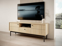 Arte Elegant Japandi Tv Cabinet H570mm W1530mm D390mm In Oak Linea - Scandinavian-Inspired Media Centre - thumbnail 3