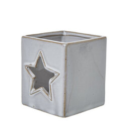 White Ceramic Star Cut-Out Square Tealight Holder For Modern Decor - thumbnail 2