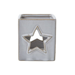 White Ceramic Star Cut-Out Square Tealight Holder For Modern Decor - thumbnail 1