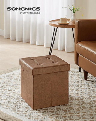 LEDREM Mazie Collection - Storage Ottoman, 38 Cm Folding Foot Rest Stool, Ottoman Storage Box, Easy Assembly, For Living Room, Bedroom