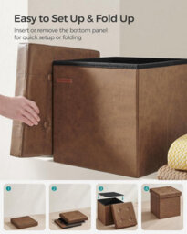 LEDREM Mazie Collection - Storage Ottoman, 38 Cm Folding Foot Rest Stool, Ottoman Storage Box, Easy Assembly, For Living Room, Bedroom - thumbnail 5