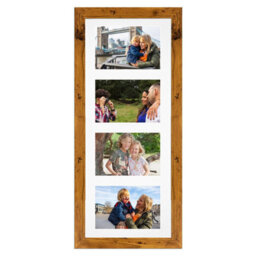 AK Frames 50X20Cm Rustic Oak Modern Multi Photo Frame With White Mount - Holds 4 Apertures (4X) 6X4 Photos - thumbnail 1