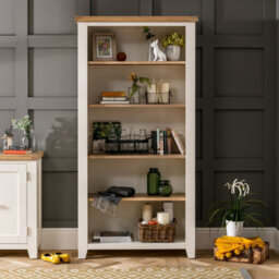 The Furniture Market Cheshire Cream Painted Large Tall Bookcase With 4 Adjustable Shelves
