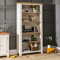 The Furniture Market Cheshire Cream Painted Large Tall Bookcase With 4 Adjustable Shelves - thumbnail 2