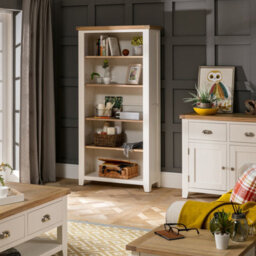 The Furniture Market Cheshire Cream Painted Large Tall Bookcase With 4 Adjustable Shelves - thumbnail 3