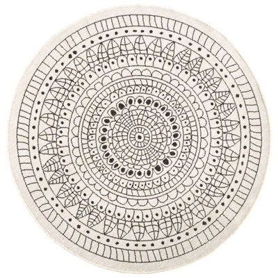 The Rugs Porto Reversible Indoor Outdoor Round Rug Flatweave Polypropylene Design In Black - image 1