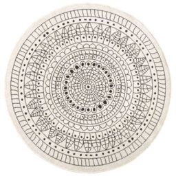 The Rugs Porto Reversible Indoor Outdoor Round Rug Flatweave Polypropylene Design In Black - thumbnail 1