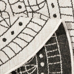 The Rugs Porto Reversible Indoor Outdoor Round Rug Flatweave Polypropylene Design In Black - thumbnail 2