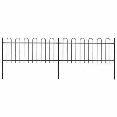 Walplus Garden Fence With Hoop Top Steel 359X80 Cm Black - image 1