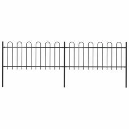 Walplus Garden Fence With Hoop Top Steel 359X80 Cm Black - thumbnail 1