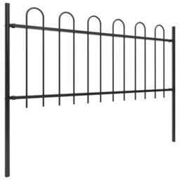 Walplus Garden Fence With Hoop Top Steel 359X80 Cm Black - thumbnail 2