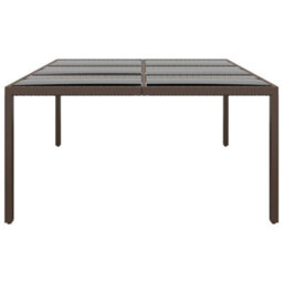 Walplus Garden Table With Glass Top Brown 200X150X75 Cm Rattan - thumbnail 3