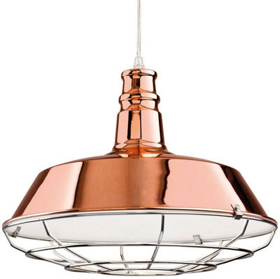 Luminosa Lighting Luminosa Manta 1 Light Dome Ceiling Pendant Copper, Chrome Grill, E27