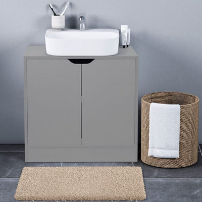 Urbn-Living Urbnliving Height 60Cm Bathroom Sink Grey Cabinet With Full Pedestal - image 1