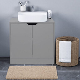 Urbn-Living Urbnliving Height 60Cm Bathroom Sink Grey Cabinet With Full Pedestal - thumbnail 1