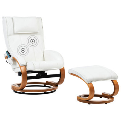 Beliani Massage Chair Majestic With Footstool Faux Leather White - image 1