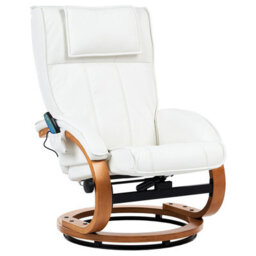 Beliani Massage Chair Majestic With Footstool Faux Leather White - thumbnail 5