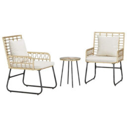 Berkfield Garden Dining Set 3 Pcs Poly Rattan, Steel - thumbnail 2
