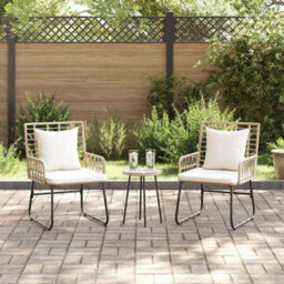 Berkfield Garden Dining Set 3 Pcs Poly Rattan, Steel - thumbnail 4