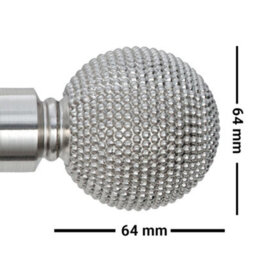A.unique Home Beaded Ball Metal Extendable Curtain Pole With Rings And Fittings (25/28mm) - Brushed Steel, 120Cm - 220Cm Approx - thumbnail 2