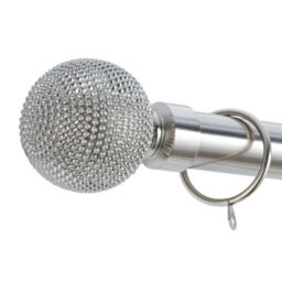 A.unique Home Beaded Ball Metal Extendable Curtain Pole With Rings And Fittings (25/28mm) - Brushed Steel, 120Cm - 220Cm Approx - thumbnail 3