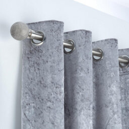 A.unique Home Beaded Ball Metal Extendable Curtain Pole With Rings And Fittings (25/28mm) - Brushed Steel, 120Cm - 220Cm Approx - thumbnail 5