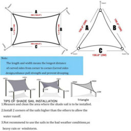 5X3M Waterproof Sun Shade Sail Awning Canopy For Outdoor Garden Patio Camping - thumbnail 2