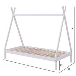 SlumberWorx Harry Kids Childrens Wooden Teepee Tent Single Bed Frame (White) - thumbnail 9