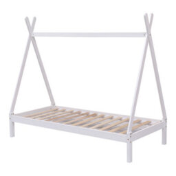 SlumberWorx Harry Kids Childrens Wooden Teepee Tent Single Bed Frame (White) - thumbnail 2
