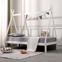 SlumberWorx Harry Kids Childrens Wooden Teepee Tent Single Bed Frame (White) - thumbnail 3