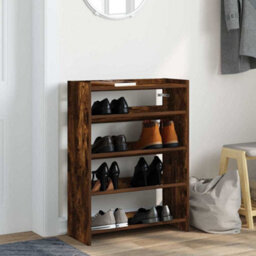 Berkfield Shoe Rack Smoked Oak 80X25X61.5 Cm Engineered Wood - thumbnail 3