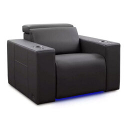 Valencia Barcelona Black Leather Power Reclining Home Theatre Chair With Power Headrest, Lumbar Support, Rgb Led Lighting - thumbnail 8