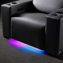 Valencia Barcelona Black Leather Power Reclining Home Theatre Chair With Power Headrest, Lumbar Support, Rgb Led Lighting - thumbnail 4
