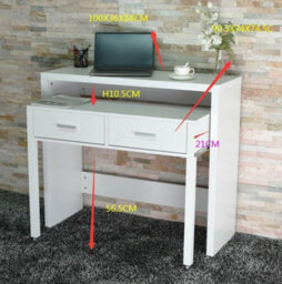 Urbn-Living Urbnliving 88Cm Height White Wooden Pull Out Workstation Desk Display Table Storage Furniture - thumbnail 3