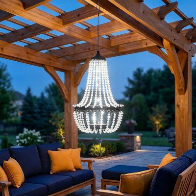 Solar Powered Acrylic Crystal Chandelier Light Outdoor Garden Cool White - image 1