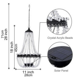Solar Powered Acrylic Crystal Chandelier Light Outdoor Garden Cool White - thumbnail 2