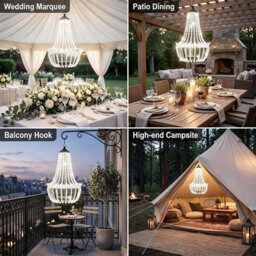 Solar Powered Acrylic Crystal Chandelier Light Outdoor Garden Cool White - thumbnail 5