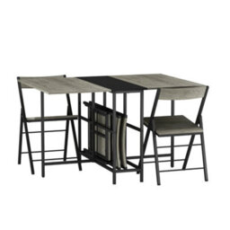 Greige Oak 5 Piece Folding Dining Table And Chairs Set Drop Leaf Space Saving Small Kitchen - thumbnail 4