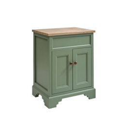 Homestylestore Pastel Green And Oak 645mm Bathroom Vanity Unit And Brushed Copper Classic Round Handles - thumbnail 1
