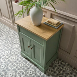 Homestylestore Pastel Green And Oak 645mm Bathroom Vanity Unit And Brushed Copper Classic Round Handles - thumbnail 4