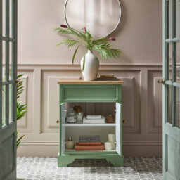 Homestylestore Pastel Green And Oak 645mm Bathroom Vanity Unit And Brushed Copper Classic Round Handles - thumbnail 3