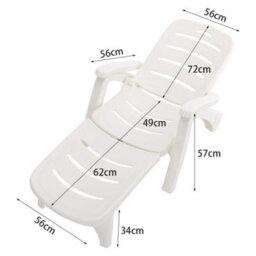 Breeins White Plastic Outdoor Pool Garden Foldable Adjustable Lounger Chair With Wheels - thumbnail 6