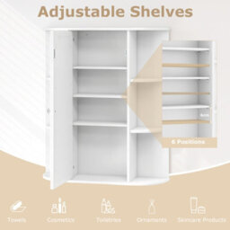 Costway Wall Mounted Medicine Cabinet With Mirror Bathroom Wall Cabinet-White - thumbnail 6